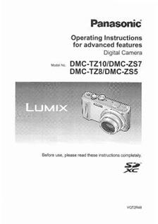 Panasonic Lumix TZ10 Printed Manual